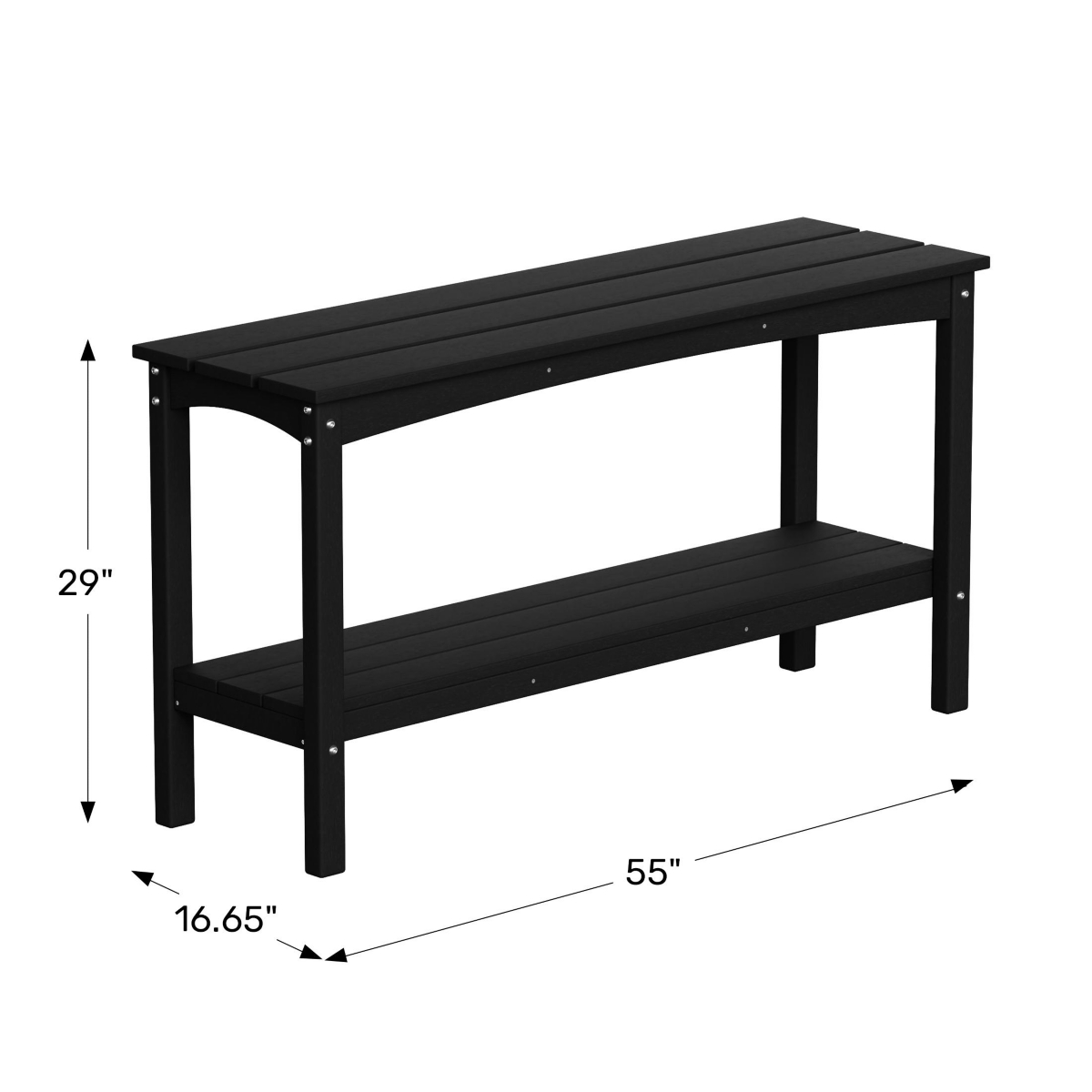55" Outdoor Patio Hdpe Adirondack 2-Tier Shelf Console Table