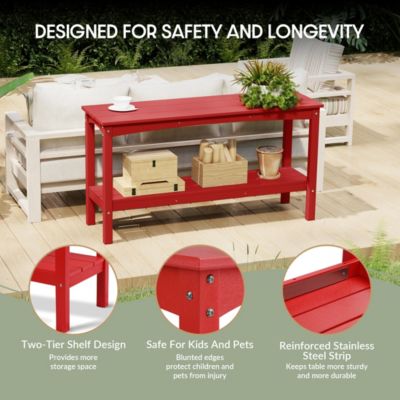 55" Outdoor Patio HDPE Adirondack 2-Tier Shelf Console Table