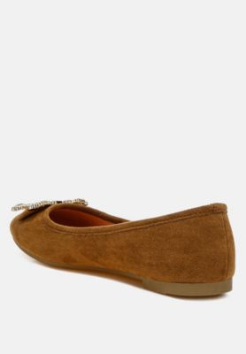 Womens Prajik Rhinestone Buckle Detail Ballerinas