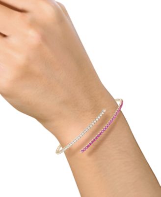 Sapphire (1-1/5 ct. t.w.) & Diamond (1 ct. t.w.) Flex Wrap Bracelet 14k White Gold (Also Available in Ruby & Emerald)