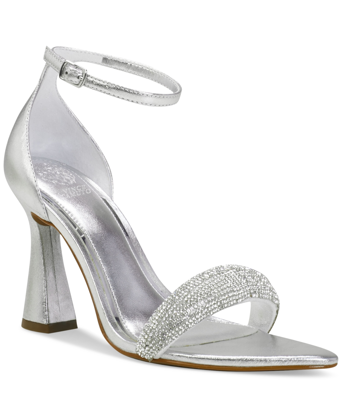 Vince Camuto Penelopy Ankle Strap Sandal In Silver Nappa