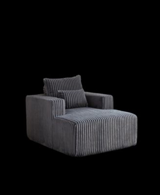 62.5-Inch Corduroy Sponge Sofa Lounge Chair, No Assembly Required, Fluffy Modern Sleeper Chair for Indoor Living Room Bedroom