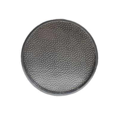 Streamdale Modern Round Accent Table With Hammered Metal And Iron Frame