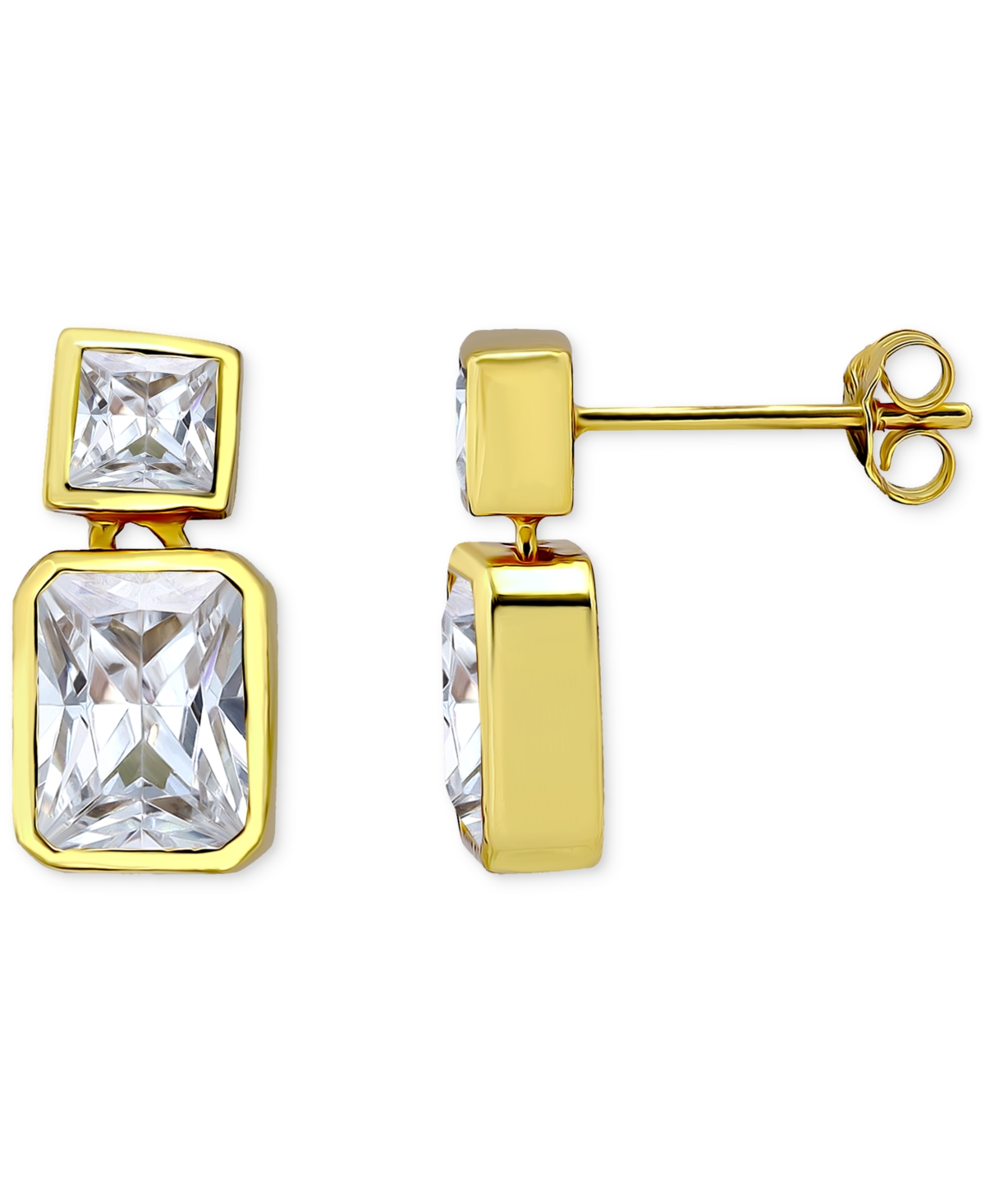 Giani Bernini Cubic Zirconia Octagon & Square Drop Earrings In 18k Gold-plated Sterling Silver, Created For Macy's In Gold