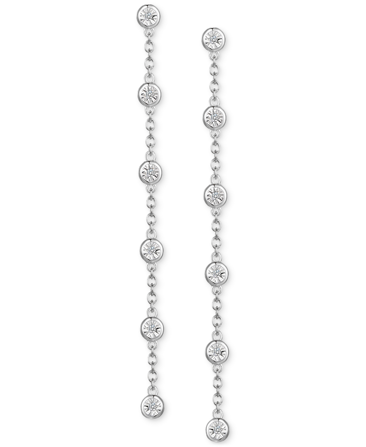 Macy's 3-pc. Set Diamond Station Collar Necklace, Bracelet & Linear Drop Earrings (1/5 Ct. T.w.) In Sterlin In Sterling Silver
