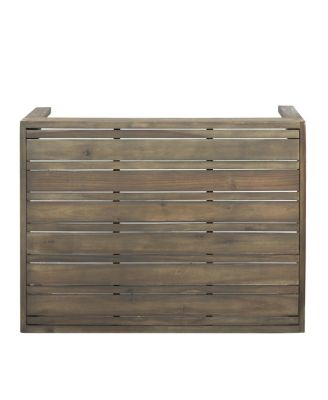 Outdoor Acacia Wood And Wicker Loveseat And Coffee Table Set With Cushions, Gray + Mixed Gray + Dark Gray