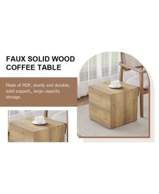 Modern Square MDF Coffee Table with Light Wood Texture