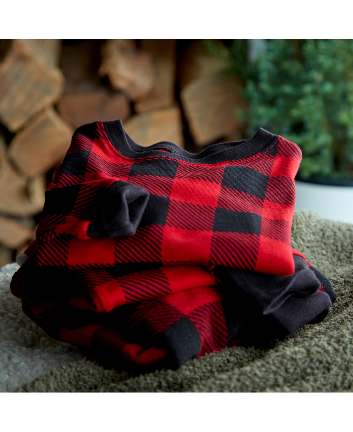 Carter's Toddler Buffalo Check 100% Snug Fit Cotton Pajamas, 2 Piece Set -Black