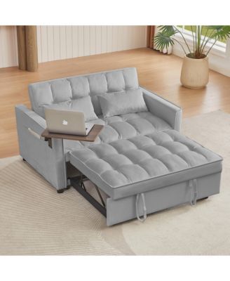 Grey Velvet Loveseat Sofa Bed