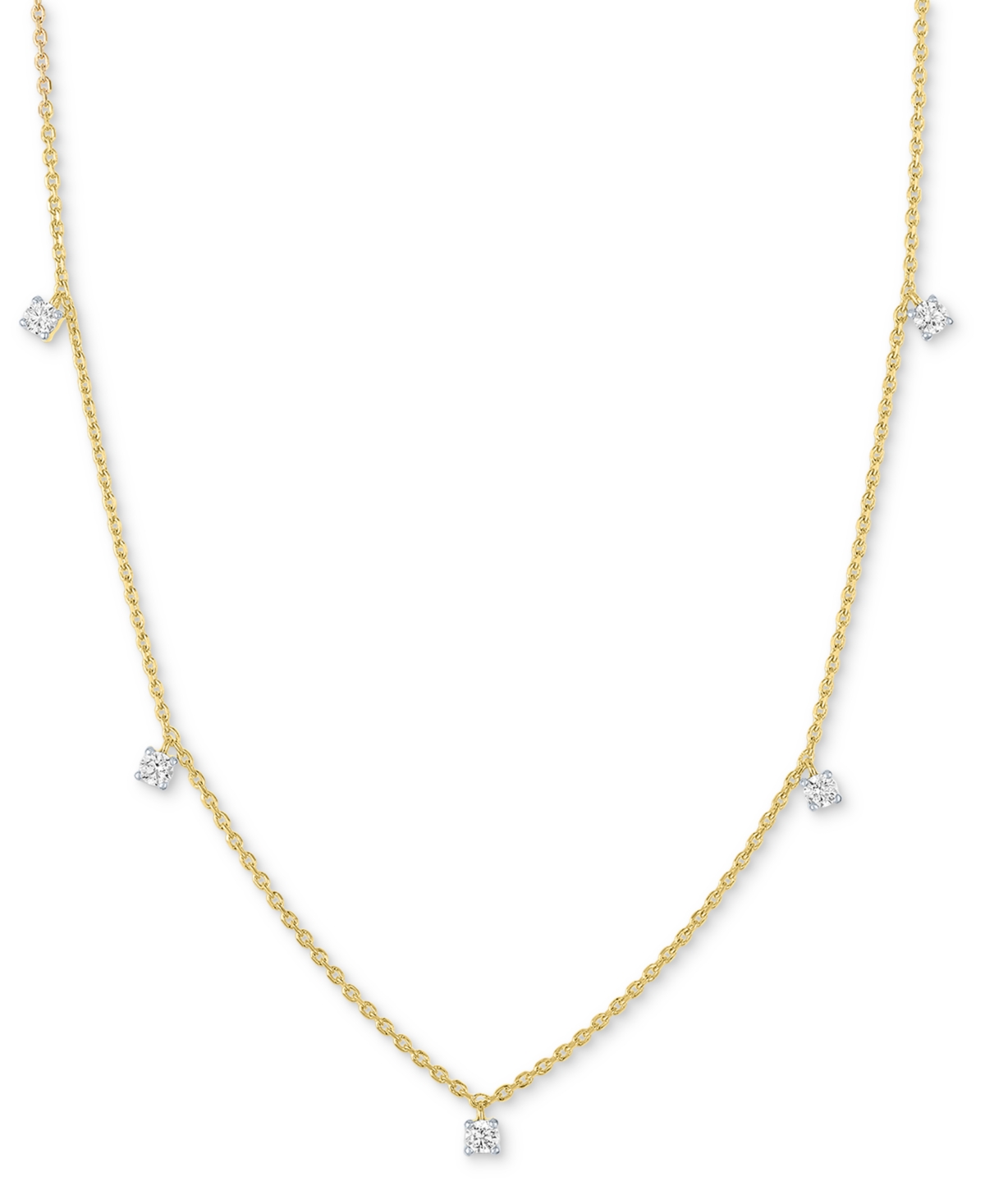 Forever Grown Diamonds Lab-grown Diamond 5 Drop Necklace (1/4 Ct. T.w.) In Sterling Silver Or 14k Gold-plated Sterling Silv In Gold-plated Sterling Silver
