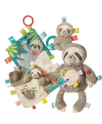 Taggies Sensory Stuffed Animal Soft Rattle with Teether Ring, Molasses Sloth