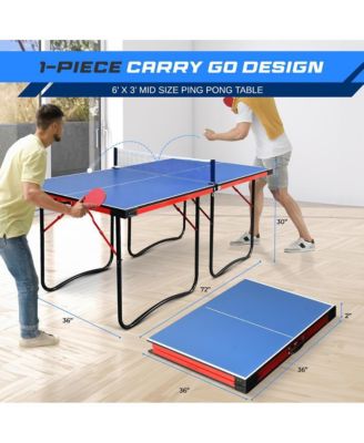 Foldable Table Tennis Table with Single Player Playback Mode, Net, and Post