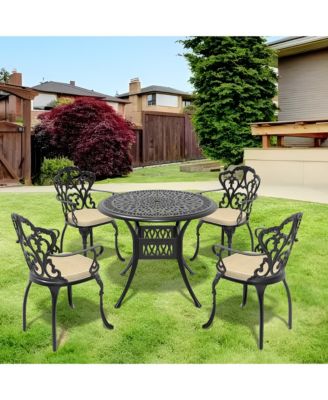 (Cushions In Random Colors)5-Piece Set Of Cast Aluminum Patio Furniture With Cushions