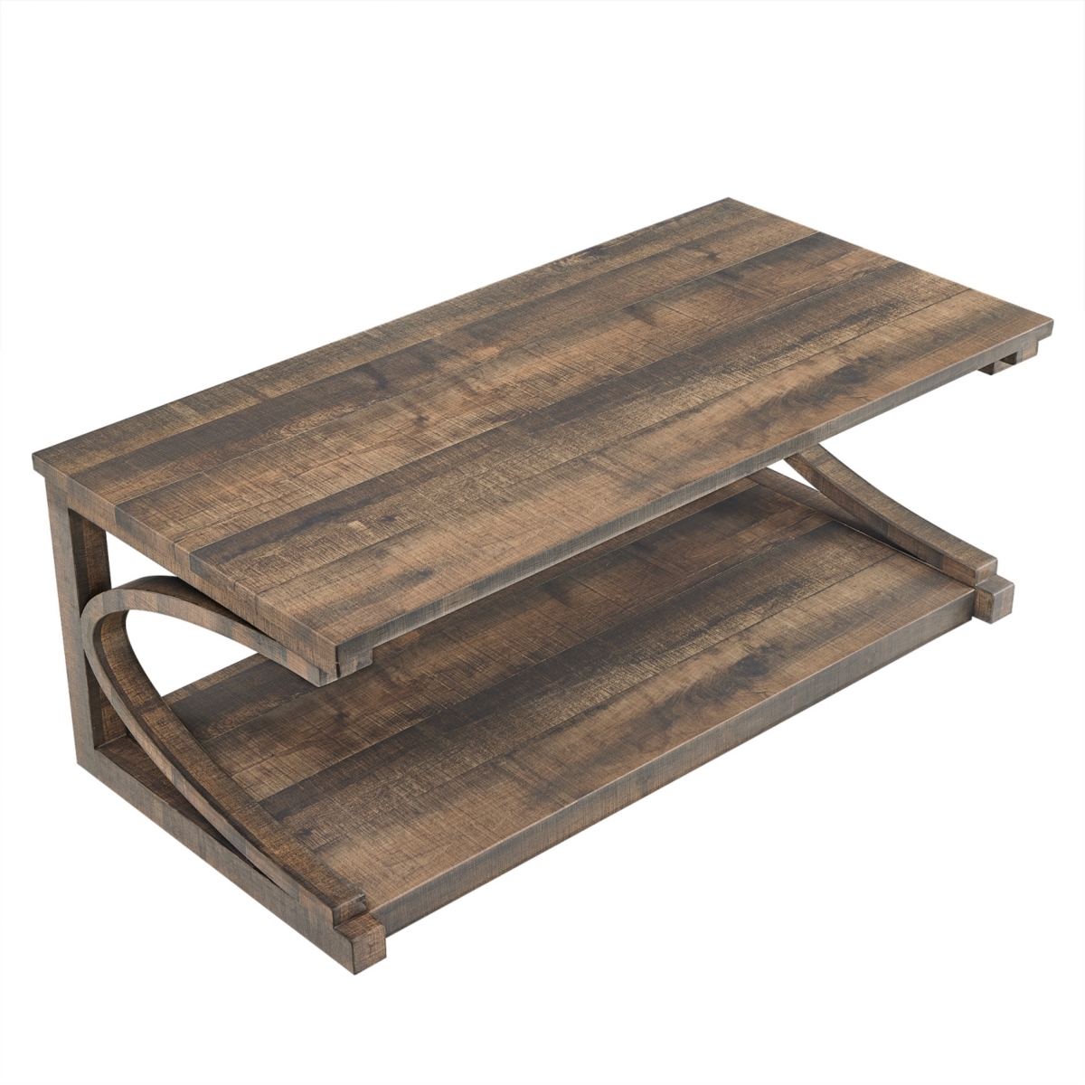 Streamdale Furniture Unique coffee table, solid wood 48 inch modern coffee table modern center table with storage, solid wood special shape coffee tab