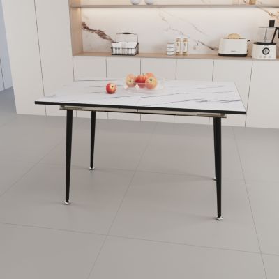 63" Square MDF Dining Table, Marble Pattern