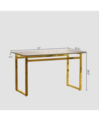 51" Glass Dining Set (4 Chairs) + Golden Legs