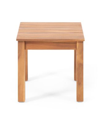 Acacia Wood Slat-Top Side Table: Minimalist Elegance For Outdoor Spaces
