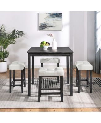 Simplie Fun Dining Table, Bar Table and Chairs Set, 5 Piece Dining ...