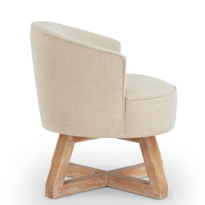 Streamdale Swivel Linen Lounge Chair, Solid Wood Base