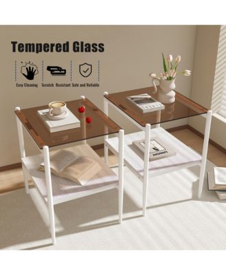 + 2-Piece Set + Glass Top + Modern Design + Rectangle End Table