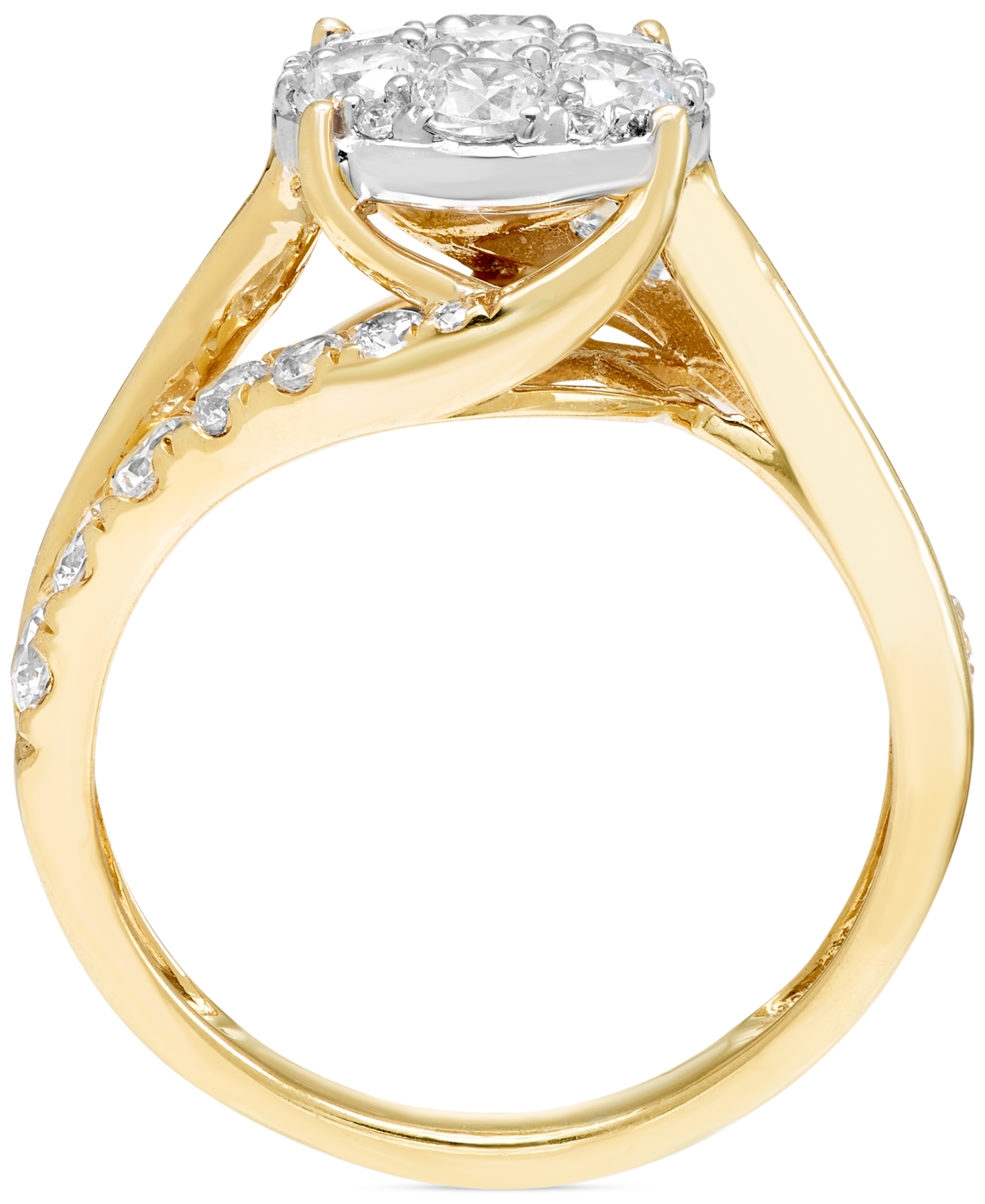 Macy's Diamond Cluster Swirl Ring (1-1/2 Ct. T.w.) In 14k Two-tone Gold In Two-tone Gold