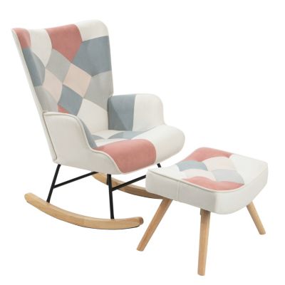 Mid-Century Modern Rocking Chair with Ottoman