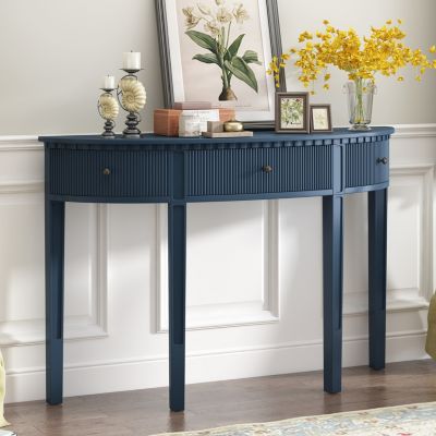 Pine Veneer Striped Console Table