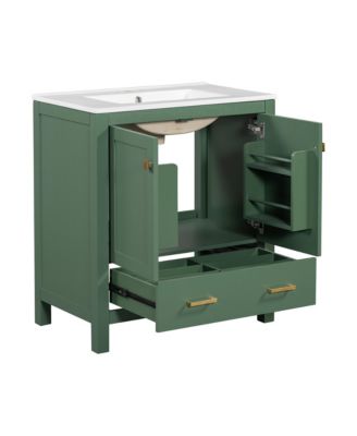  30" Green Bathroom Vanity with Sink and Storage