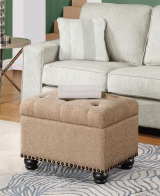 24" Faux Linen 5th Avenue Storage Ottoman