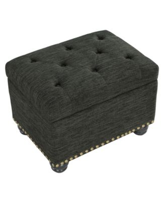 24" Faux Linen 5th Avenue Storage Ottoman