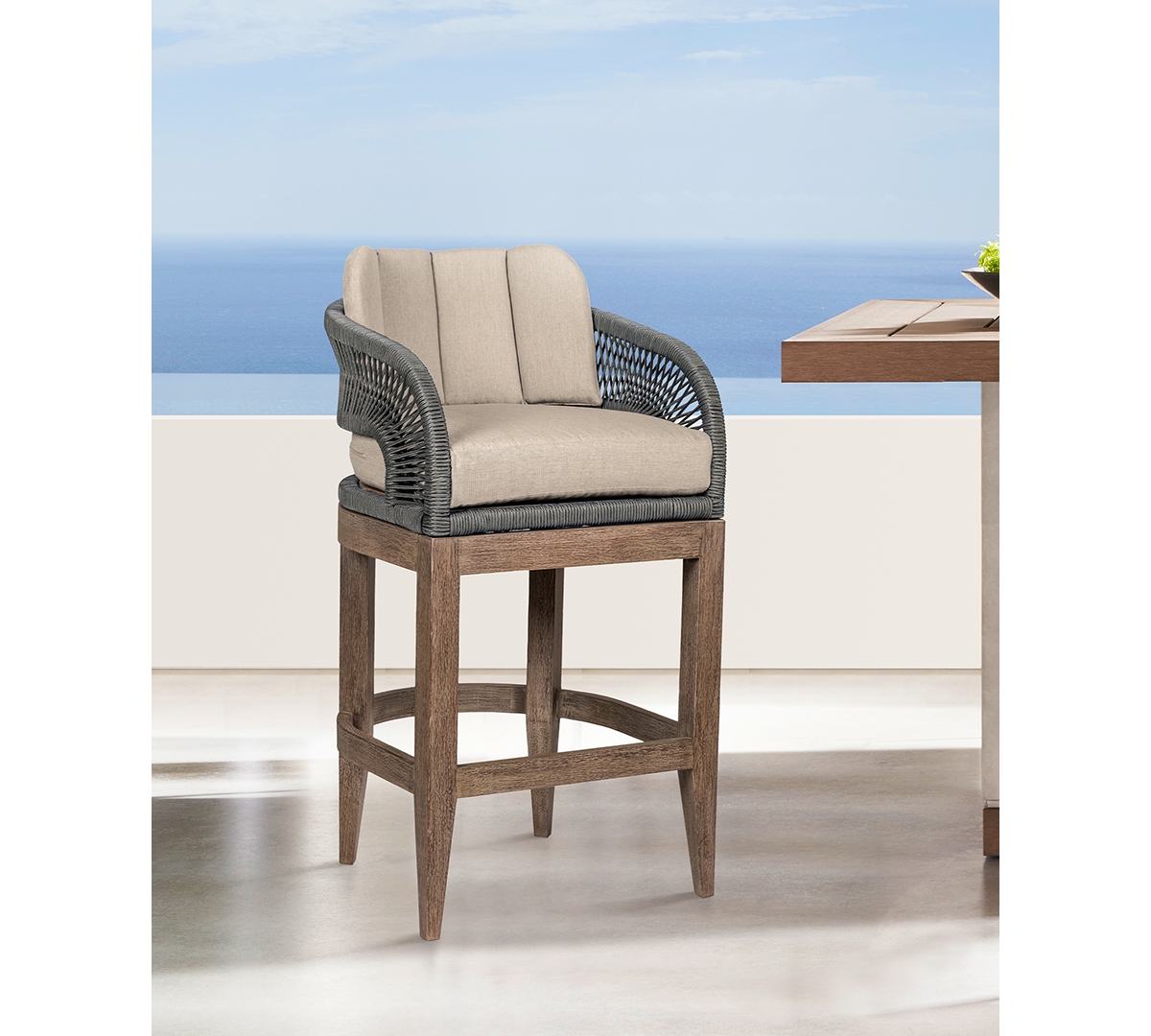 Macy's Orbit Outdoor Bar Stool In Brown