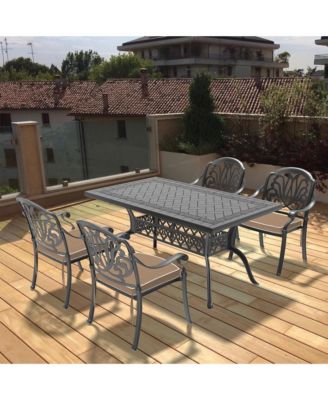 (Cushions In Random Colors)5-Piece Set Of Cast Aluminum Patio Furniture With Cushions