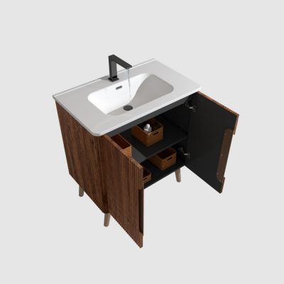Streamdale Etna 30" Striped Walnut Modern Bathroom Vanity