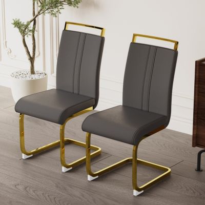Modern Faux Leather High Back Dining Chairs (Set of 2)