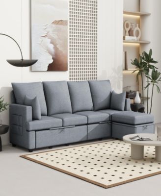 Modern L shape Modular Sofa, 5 Seat Chenile sectional Couch Set with 2 pilows lncluded, freely CombinableIndoor Funiture for Living Room, Apartment, Office, 3 Colors