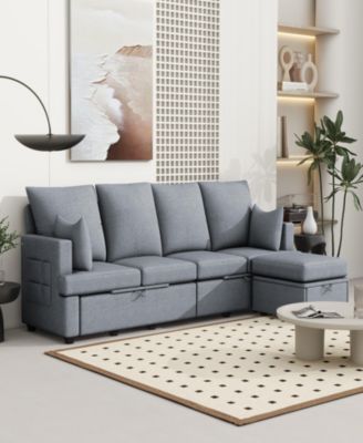 Modern L shape Modular Sofa, 5 Seat Chenile sectional Couch Set with 2 pilows lncluded, freely CombinableIndoor Funiture for Living Room, Apartment, Office, 3 Colors
