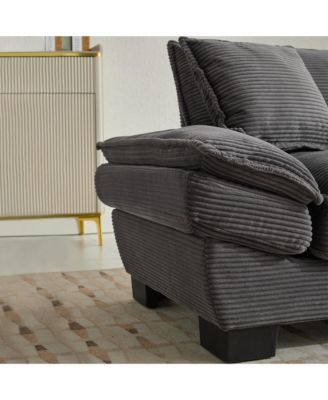 Corduroy Sleeper Sofa with Pillows