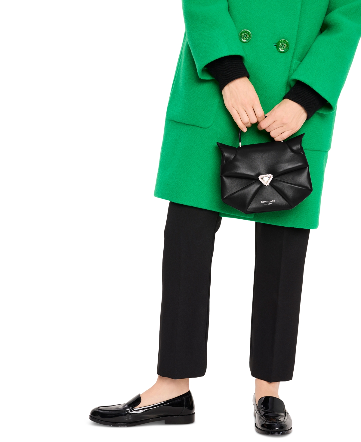 kate spade new york Whiskers Smooth Leather 3D Cat Crossbody - Black Multi