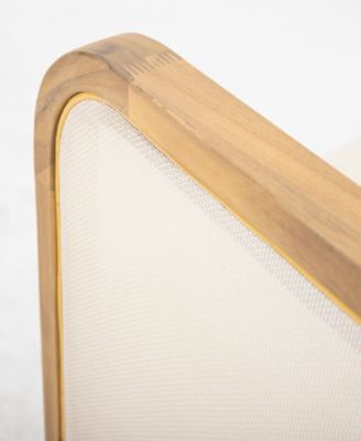 Outdoor Acacia Wood Patio Club Chair, Textilene Patio Furniture, Waterproof Thick Cushion Deep Seating for Porch, Garden, Backyard, Balcony, Weight Capacity 400lbs, Light Teak Finish, Beige