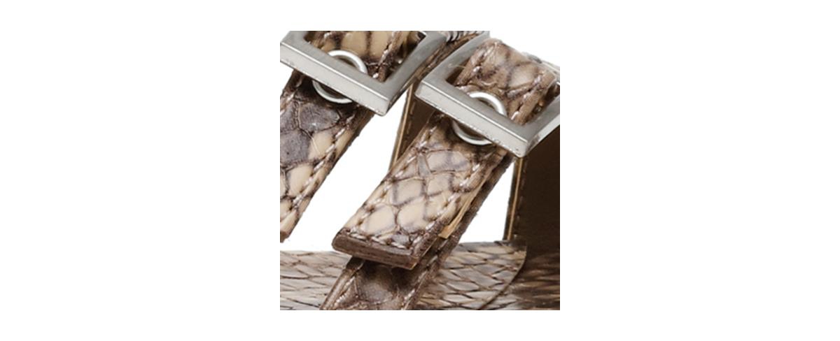 Shop Anne Klein Women's Mackenzie Strappy Buckle Block Heel Dress Sandals In Snake Taupe