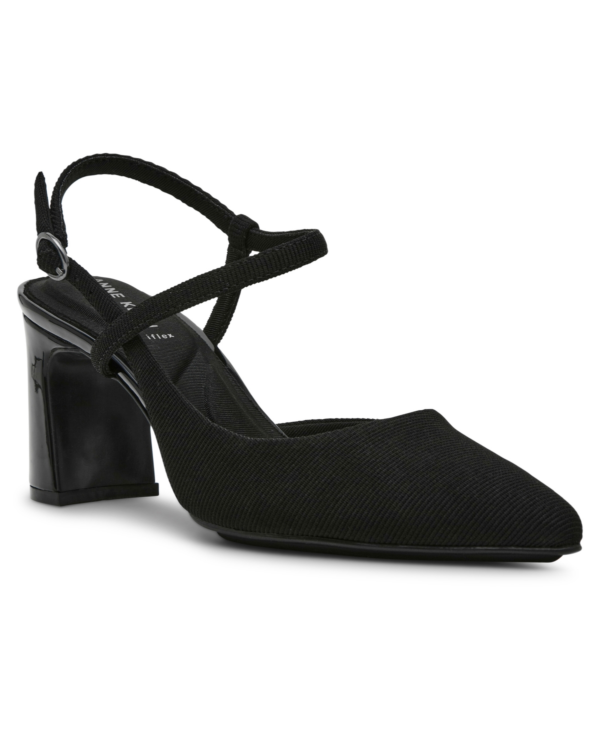 Anne Klein Women's Bliss Pointed Toe Strappy Block Heel Pumps In Blk Stretch