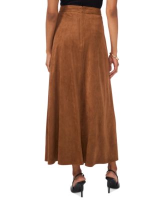 Women's Faux-Suede A-Line Maxi Skirt