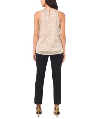 Women's Metallic-Print Sleeveless Top