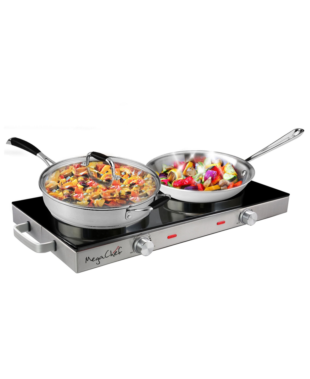 Megachef 1700 Watts Ceramic Infrared Double Electric Cooktop In Silver