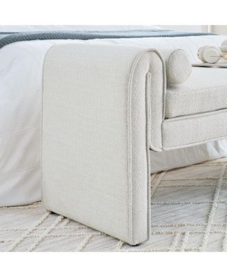 Bedroom storage stool, linen fabric storage stool, large storage space, 50.39 inches, can be used for bed end, living room, entrance, White