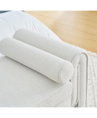 Bedroom storage stool, linen fabric storage stool, large storage space, 50.39 inches, can be used for bed end, living room, entrance, White