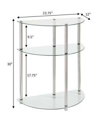 Designs2Go Classic Glass 3 Tier Half-Circle Entryway Hall Table