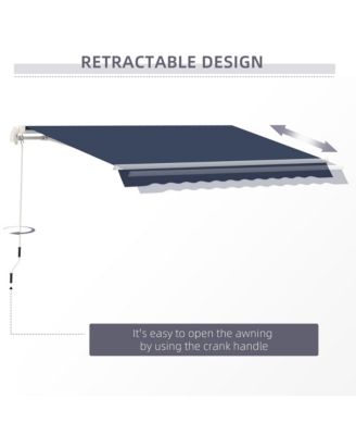 10' x 8' Retractable Awning, Patio Awnings, Sunshade Shelter w/ Manual Crank Handle, UV & Water-Resistant Fabric and Aluminum Frame for Deck, Balcony, Yard, Blue