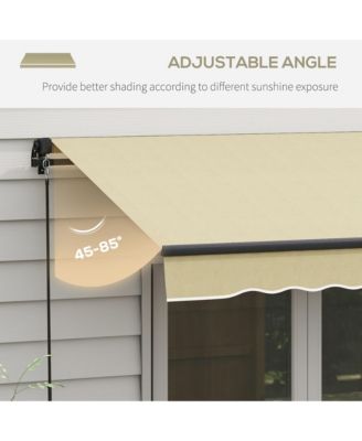 8' x 6.5' Retractable Awning, Patio Awning Sunshade Shelter with Manual Crank Handle, 280gsm UV Resistant Fabric and Aluminum Frame for Deck, Balcony, Yard, Beige