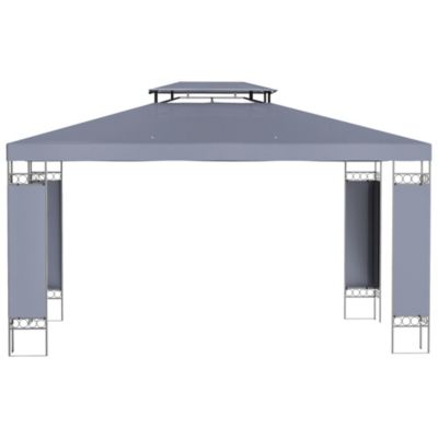 10' x 13' Patio Gazebo, Double Roof Outdoor Gazebo Canopy Shelter with Screen Decorate Corner Frame, for Garden, Lawn, Backyard and Deck, Gray